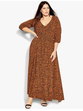 City Chic V-Neck Button Maxi Dress